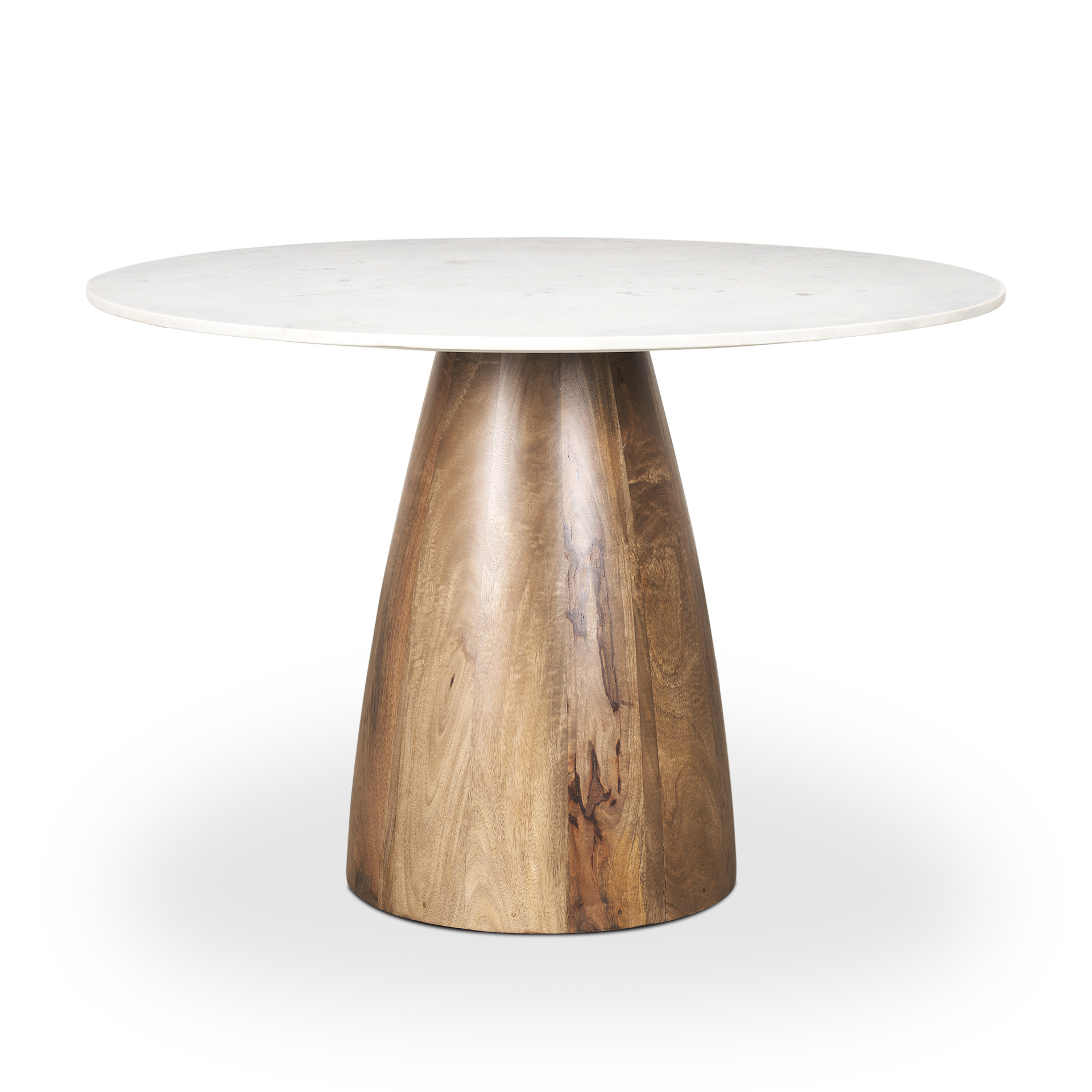 Allyson-42-Round-Brown-Wood-Pedestal-w-White-Marble-Top-Dining-Table