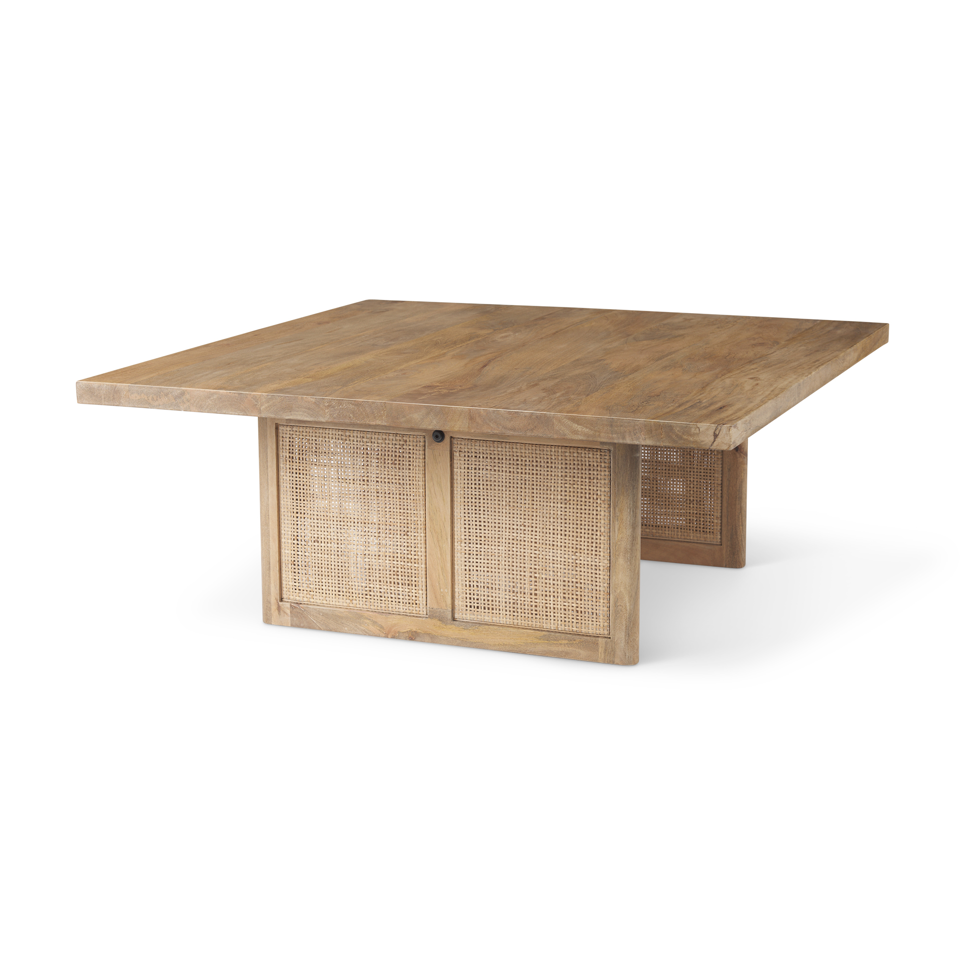 Grier-42-Square-Light-Brown-Wood-w-Cane-Coffee-Table