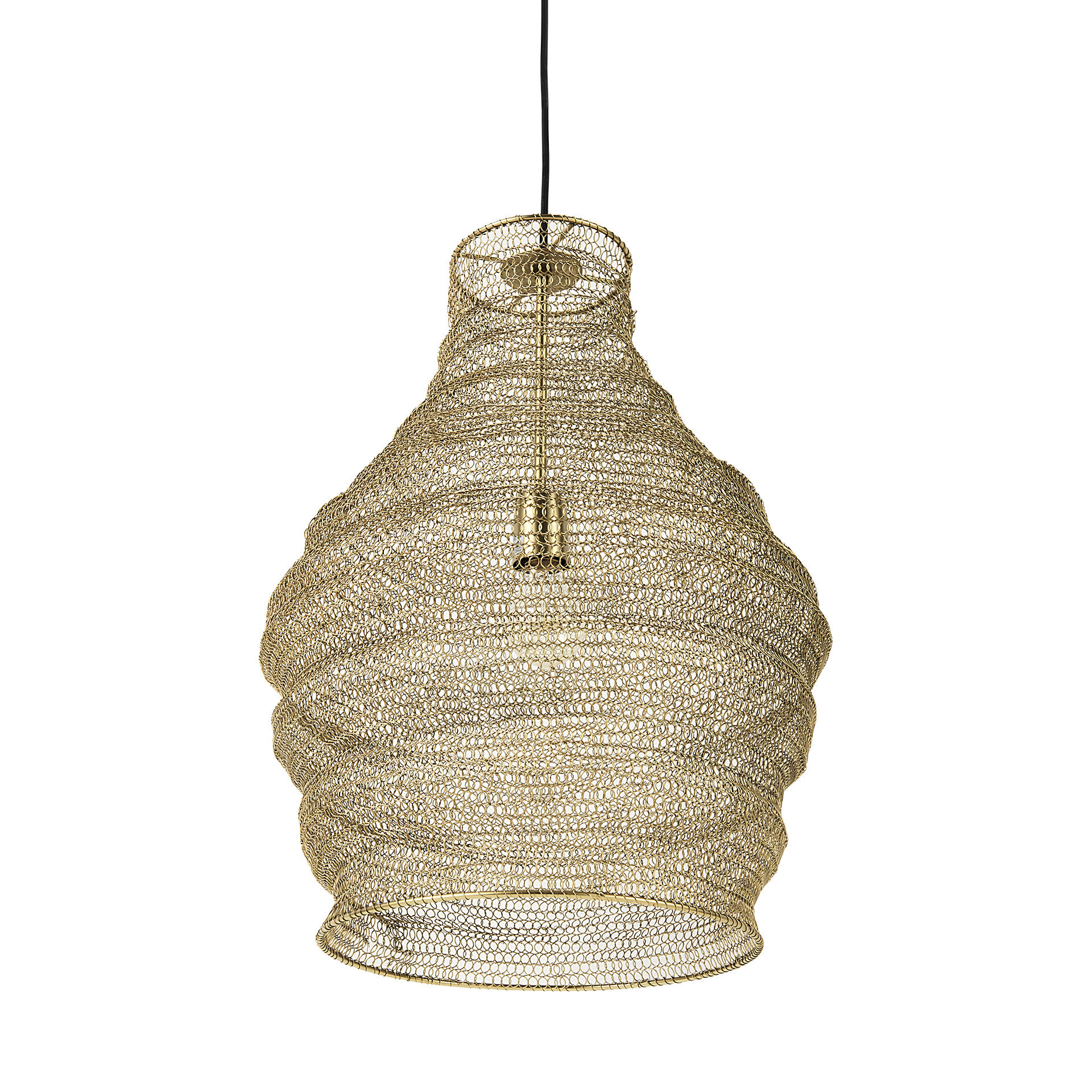 Halycon-16.0L-x-16.0W-x-20.0H-Gold-Mesh-and-Iron-Pendant-Light
