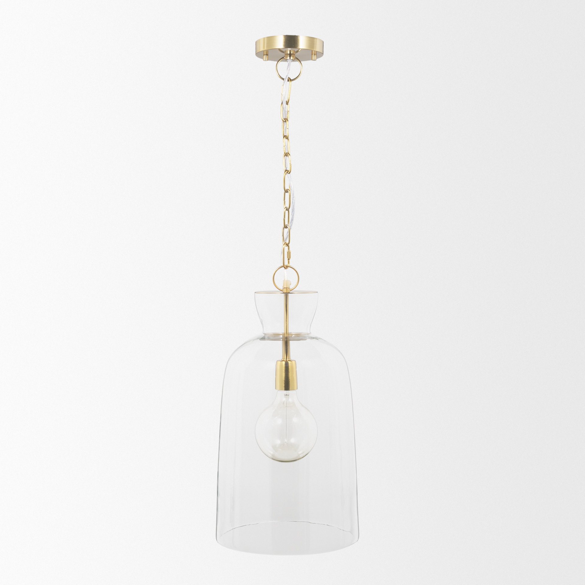 Sadah-Tall-Clear-Blown-Glass-w-Gold-Metal-Pendant-Light-2