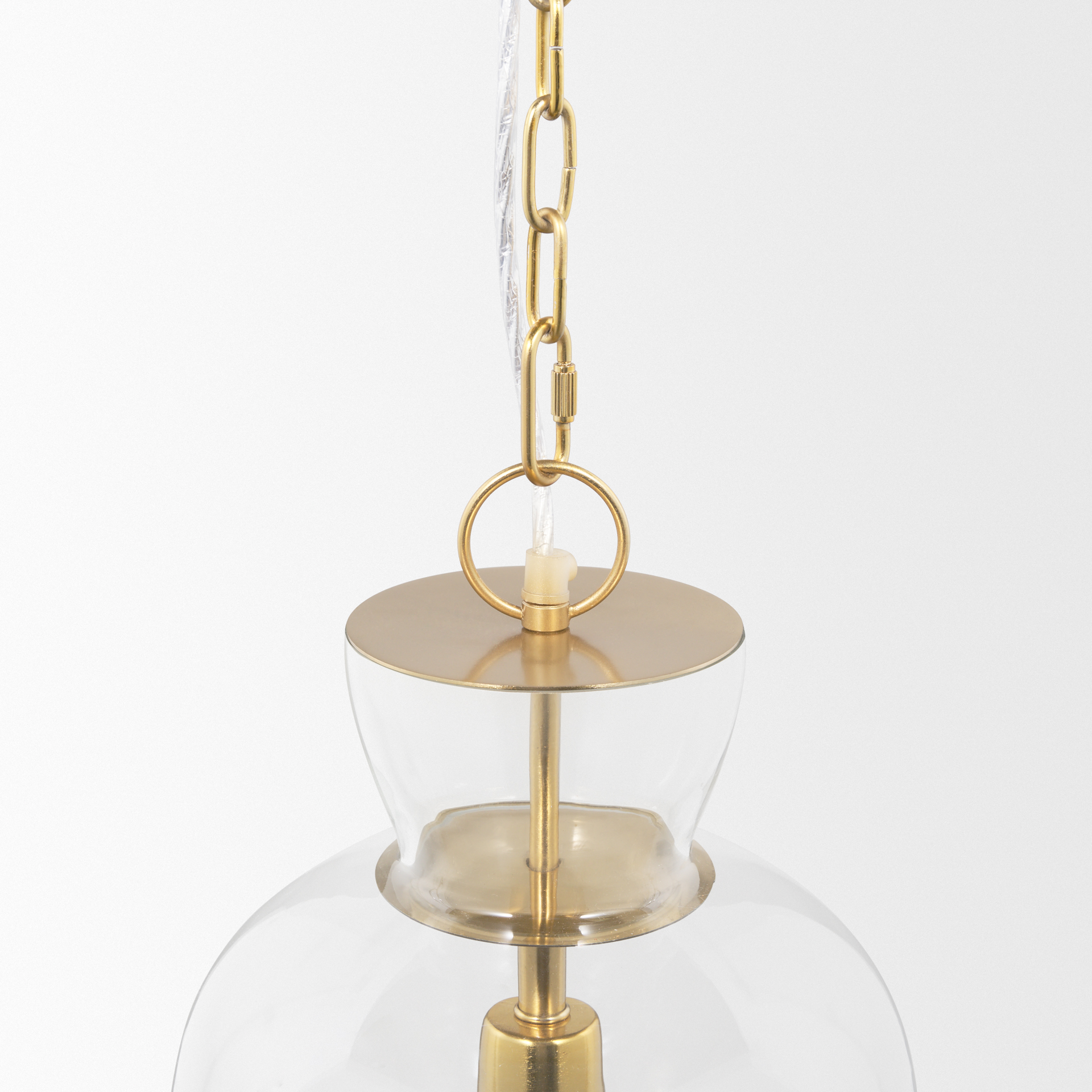 Sadah-Tall-Clear-Blown-Glass-w-Gold-Metal-Pendant-Light-5