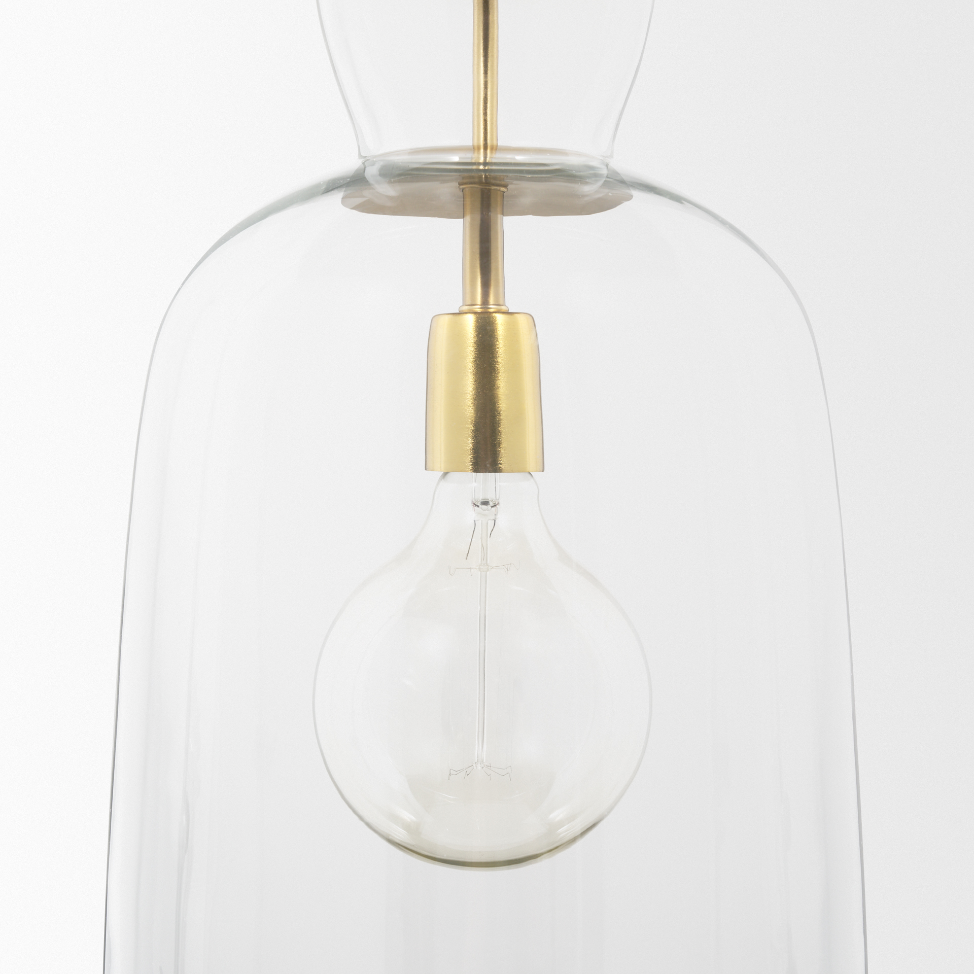 Sadah-Tall-Clear-Blown-Glass-w-Gold-Metal-Pendant-Light-6