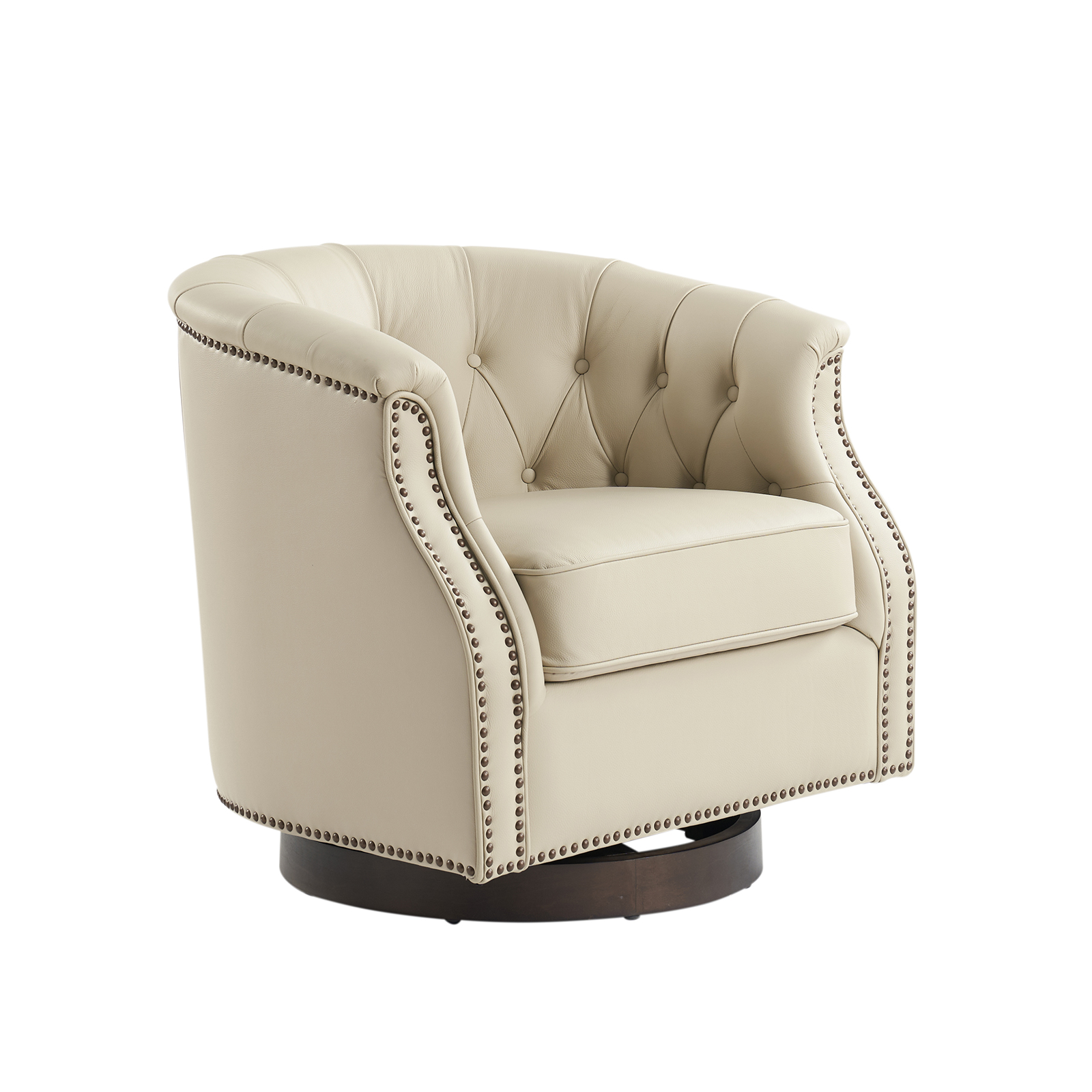 Veitin-White-Genuine-Leather-Chesterfield-Rocker-Swivel-Accent-Chair