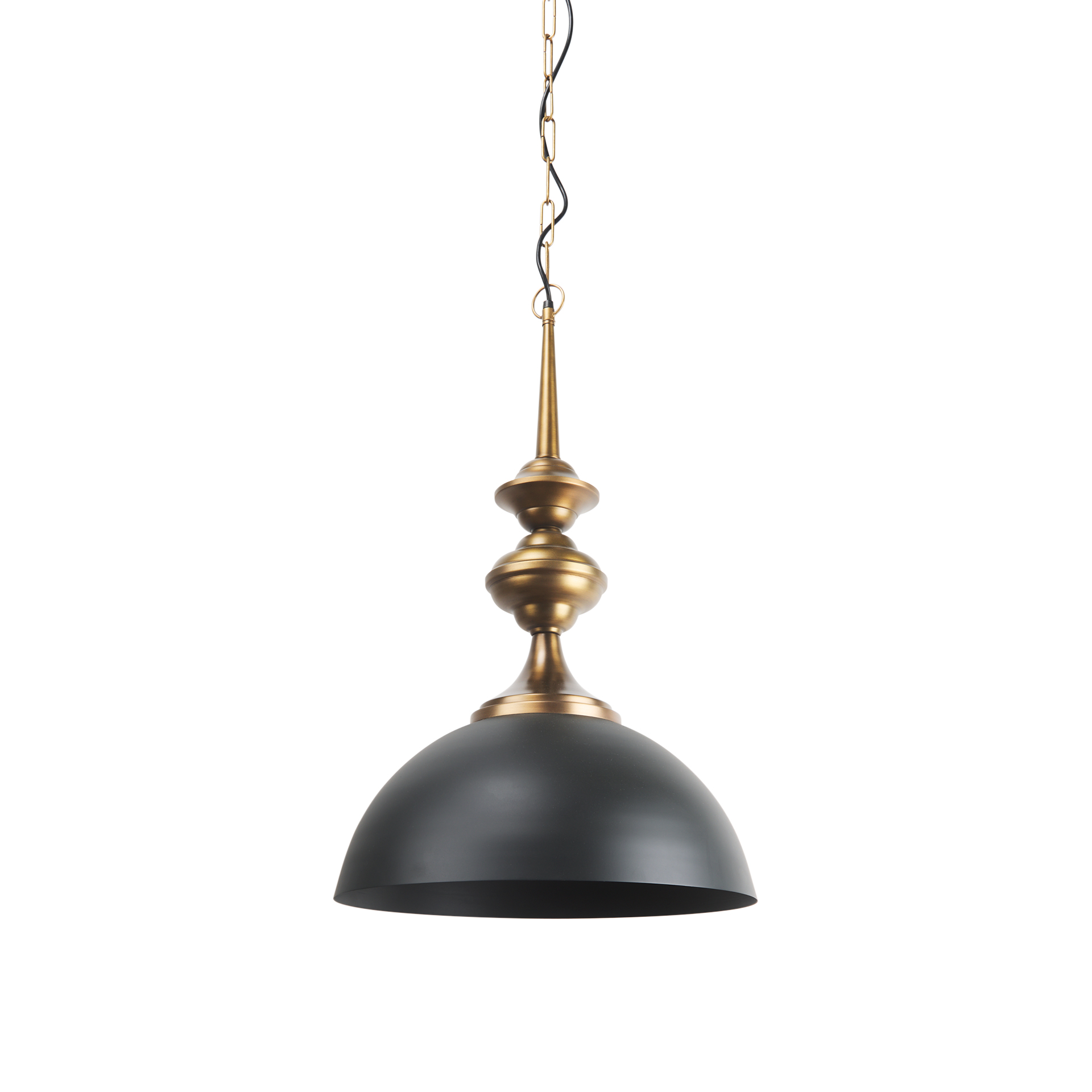 Willson-17.0L-x-17.0W-x-29.0H-Black-Iron-WAntique-Brass-Dome-Pendant-Light